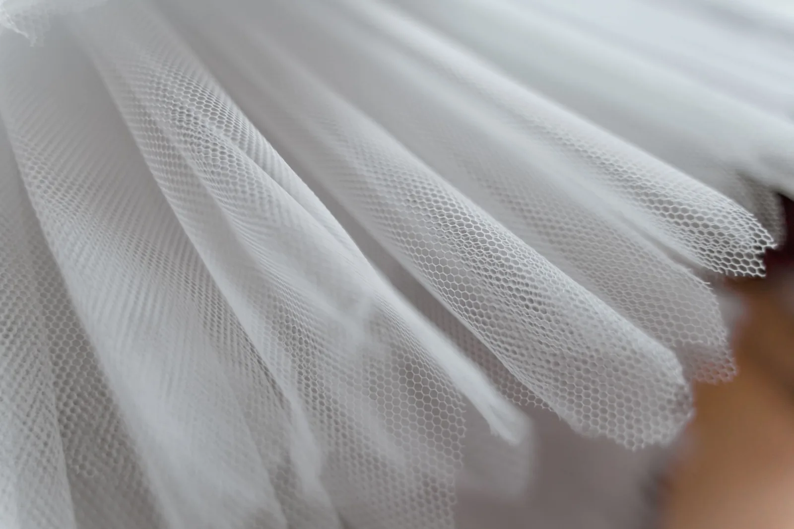 White silk tulle, close up